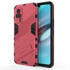 For vivo S9e Punk Armor 2 in 1 PC + TPU Shockproof Case with Invisible Holder(Light Red) - 1