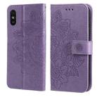 For Xiaomi Redmi 9A 7-petal Flowers Embossing Pattern Horizontal Flip PU Leather Case with Holder & Card Slots & Wallet & Photo Frame(Light Purple) - 1