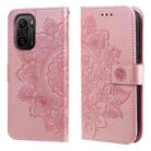 For Xiaomi Redmi K40/K40 Pro/Poco F3/ Mi 11i 7-petal Flowers Embossing Pattern Horizontal Flip PU Leather Case with Holder & Card Slots & Wallet & Photo Frame(Rose Gold) - 1