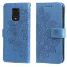 For Xiaomi Redmi Note 9s/Note 9 Pro 4G/Note 9 Pro Max 7-petal Flowers Embossing Pattern Horizontal Flip PU Leather Case with Holder & Card Slots & Wallet & Photo Frame(Blue) - 1