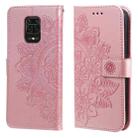 For Xiaomi Redmi Note 9s/Note 9 Pro 4G/Note 9 Pro Max 7-petal Flowers Embossing Pattern Horizontal Flip PU Leather Case with Holder & Card Slots & Wallet & Photo Frame(Rose Gold) - 1