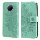 For Xiaomi Redmi Note 9T 5G / Note 9 5G (CN Version) 7-petal Flowers Embossing Pattern Horizontal Flip PU Leather Case with Holder & Card Slots & Wallet & Photo Frame(Green) - 1