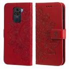 For Xiaomi Redmi Note 9 4G (Foreign Version) / Mi 10X 4G 7-petal Flowers Embossing Pattern Horizontal Flip PU Leather Case with Holder & Card Slots & Wallet & Photo Frame(Red) - 1