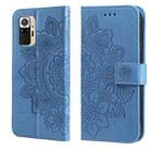 For Xiaomi Redmi Note 10 4G / Note 10s 7-petal Flowers Embossing Pattern Horizontal Flip PU Leather Case with Holder & Card Slots & Wallet & Photo Frame(Blue) - 1