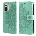 For Xiaomi Redmi Note 10 4G / Note 10s 7-petal Flowers Embossing Pattern Horizontal Flip PU Leather Case with Holder & Card Slots & Wallet & Photo Frame(Green) - 1