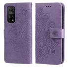 For Xiaomi Mi 10T Pro 7-petal Flowers Embossing Pattern Horizontal Flip PU Leather Case with Holder & Card Slots & Wallet & Photo Frame(Light Purple) - 1