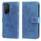 For Xiaomi Mi 10T Pro 7-petal Flowers Embossing Pattern Horizontal Flip PU Leather Case with Holder & Card Slots & Wallet & Photo Frame(Blue) - 1
