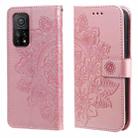 For Xiaomi Mi 10T Pro 7-petal Flowers Embossing Pattern Horizontal Flip PU Leather Case with Holder & Card Slots & Wallet & Photo Frame(Rose Gold) - 1