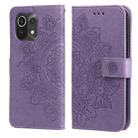 For Xiaomi Mi 11 7-petal Flowers Embossing Pattern Horizontal Flip PU Leather Case with Holder & Card Slots & Wallet & Photo Frame(Light Purple) - 1