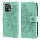 For Xiaomi Mi 11 7-petal Flowers Embossing Pattern Horizontal Flip PU Leather Case with Holder & Card Slots & Wallet & Photo Frame(Green) - 1