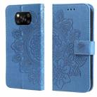 For Xiaomi Poco X3/X3 Pro/X3 NFC 7-petal Flowers Embossing Pattern Horizontal Flip PU Leather Case with Holder & Card Slots & Wallet & Photo Frame(Blue) - 1