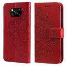 For Xiaomi Poco X3/X3 Pro/X3 NFC 7-petal Flowers Embossing Pattern Horizontal Flip PU Leather Case with Holder & Card Slots & Wallet & Photo Frame(Red) - 1