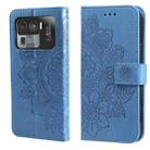 For Xiaomi Mi 11 Ultra 7-petal Flowers Embossing Pattern Horizontal Flip PU Leather Case with Holder & Card Slots & Wallet & Photo Frame(Blue) - 1