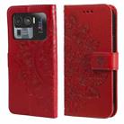For Xiaomi Mi 11 Ultra 7-petal Flowers Embossing Pattern Horizontal Flip PU Leather Case with Holder & Card Slots & Wallet & Photo Frame(Red) - 1