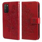 For Xiaomi Poco M3 / Redmi Note 9 4G 7-petal Flowers Embossing Pattern Horizontal Flip PU Leather Case with Holder & Card Slots & Wallet & Photo Frame(Red) - 1