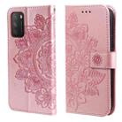 For Xiaomi Poco M3 / Redmi Note 9 4G 7-petal Flowers Embossing Pattern Horizontal Flip PU Leather Case with Holder & Card Slots & Wallet & Photo Frame(Rose Gold) - 1