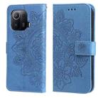 For Xiaomi Mi 11 Pro 7-petal Flowers Embossing Pattern Horizontal Flip PU Leather Case with Holder & Card Slots & Wallet & Photo Frame(Blue) - 1