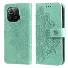 For Xiaomi Mi 11 Pro 7-petal Flowers Embossing Pattern Horizontal Flip PU Leather Case with Holder & Card Slots & Wallet & Photo Frame(Green) - 1