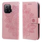 For Xiaomi Mi 11 Pro 7-petal Flowers Embossing Pattern Horizontal Flip PU Leather Case with Holder & Card Slots & Wallet & Photo Frame(Rose Gold) - 1