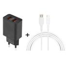 LZ-705 2 in 1 5V Dual USB Travel Charger + 1.2m USB to USB-C / Type-C Data Cable Set, EU Plug(Black) - 1