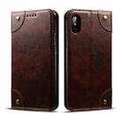 For iPhone X / XS Baroque Simple Horizontal Flip Leather Case, with Holder & Card Slots & Wallet(Dark Brown) - 1