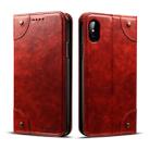 For iPhone X / XS Baroque Simple Horizontal Flip Leather Case, with Holder & Card Slots & Wallet(Red) - 1