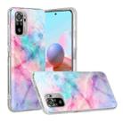 For Xiaomi Redmi Note 10 Marble Pattern Soft TPU Protective Case(Pink Green) - 1