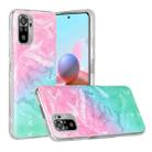 For Xiaomi Redmi Note 10 Marble Pattern Soft TPU Protective Case(Pink Green) - 1