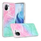 For Xiaomi Mi 11 Lite Marble Pattern Soft TPU Protective Case(Pink Green) - 1