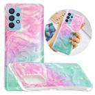 For Samsung Galaxy A32 4G Marble Pattern Soft TPU Protective Case(Pink Green) - 1