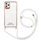 For iPhone 12 Electroplating TPU Four-Corner Shockproof Protective Case with Lanyard(White) - 1