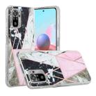 For Xiaomi Redmi Note 10 Plating Splicing Gilding TPU Protective Case(Grey Pink White Marble) - 1