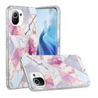 For Xiaomi Mi 11 Lite Plating Splicing Gilding TPU Protective Case(Purple White Marble) - 1