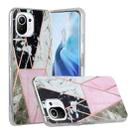 For Xiaomi Mi 11 Lite Plating Splicing Gilding TPU Protective Case(Grey Pink White Marble) - 1