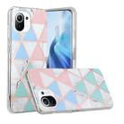 For Xiaomi Mi 11 Lite Plating Splicing Gilding TPU Protective Case(Blue White Green Pink) - 1