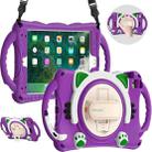 Cute Cat King Kids Shockproof Silicone Tablet Case with Holder & Shoulder Strap & Handle For iPad mini 5 / 4 / 3 / 2 /1(Purple) - 1