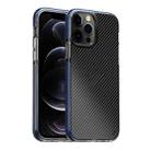 For iPhone 12 / 12 Pro Transparent Carbon Fiber  + TPU Shockproof Case(Blue) - 1