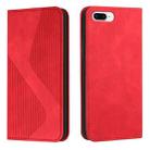 Skin Feel Magnetic S-type Solid Color Horizontal Flip Leather Case with Holder & Card Slot & Wallet For iPhone 8 Plus & 7 Plus(Red) - 1