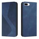 Skin Feel Magnetic S-type Solid Color Horizontal Flip Leather Case with Holder & Card Slot & Wallet For iPhone 8 Plus & 7 Plus(Blue) - 1