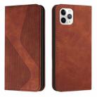 Skin Feel Magnetic S-type Solid Color Horizontal Flip Leather Case with Holder & Card Slot & Wallet For iPhone 11 Pro(Brown) - 1