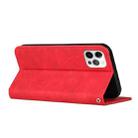 For iPhone 12 / 12 Pro Skin Feel Magnetic S-type Solid Color Horizontal Flip Leather Case with Holder & Card Slot & Wallet(Red) - 5