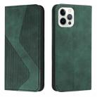 For iPhone 12 / 12 Pro Skin Feel Magnetic S-type Solid Color Horizontal Flip Leather Case with Holder & Card Slot & Wallet(Green) - 1