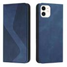 For iPhone 12 mini Skin Feel Magnetic S-type Solid Color Horizontal Flip Leather Case with Holder & Card Slot & Wallet (Blue) - 1