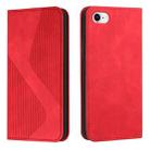 For iPhone SE 2022 / SE 2020 / 8 / 7 Skin Feel Magnetic S-type Solid Color Horizontal Flip Leather Case with Holder & Card Slot & Wallet(Red) - 1