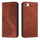 For iPhone SE 2022 / SE 2020 / 8 / 7 Skin Feel Magnetic S-type Solid Color Horizontal Flip Leather Case with Holder & Card Slot & Wallet(Brown) - 1