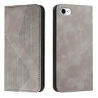 For iPhone SE 2022 / SE 2020 / 8 / 7 Skin Feel Magnetic S-type Solid Color Horizontal Flip Leather Case with Holder & Card Slot & Wallet(Grey) - 1