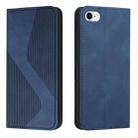 For iPhone SE 2022 / SE 2020 / 8 / 7 Skin Feel Magnetic S-type Solid Color Horizontal Flip Leather Case with Holder & Card Slot & Wallet(Blue) - 1
