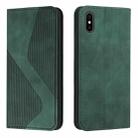 Skin Feel Magnetic S-type Solid Color Horizontal Flip Leather Case with Holder & Card Slot & Wallet For iPhone X / XS(Green) - 1