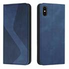 Skin Feel Magnetic S-type Solid Color Horizontal Flip Leather Case with Holder & Card Slot & Wallet For iPhone X / XS(Blue) - 1