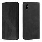 Skin Feel Magnetic S-type Solid Color Horizontal Flip Leather Case with Holder & Card Slot & Wallet For iPhone X / XS(Black) - 1